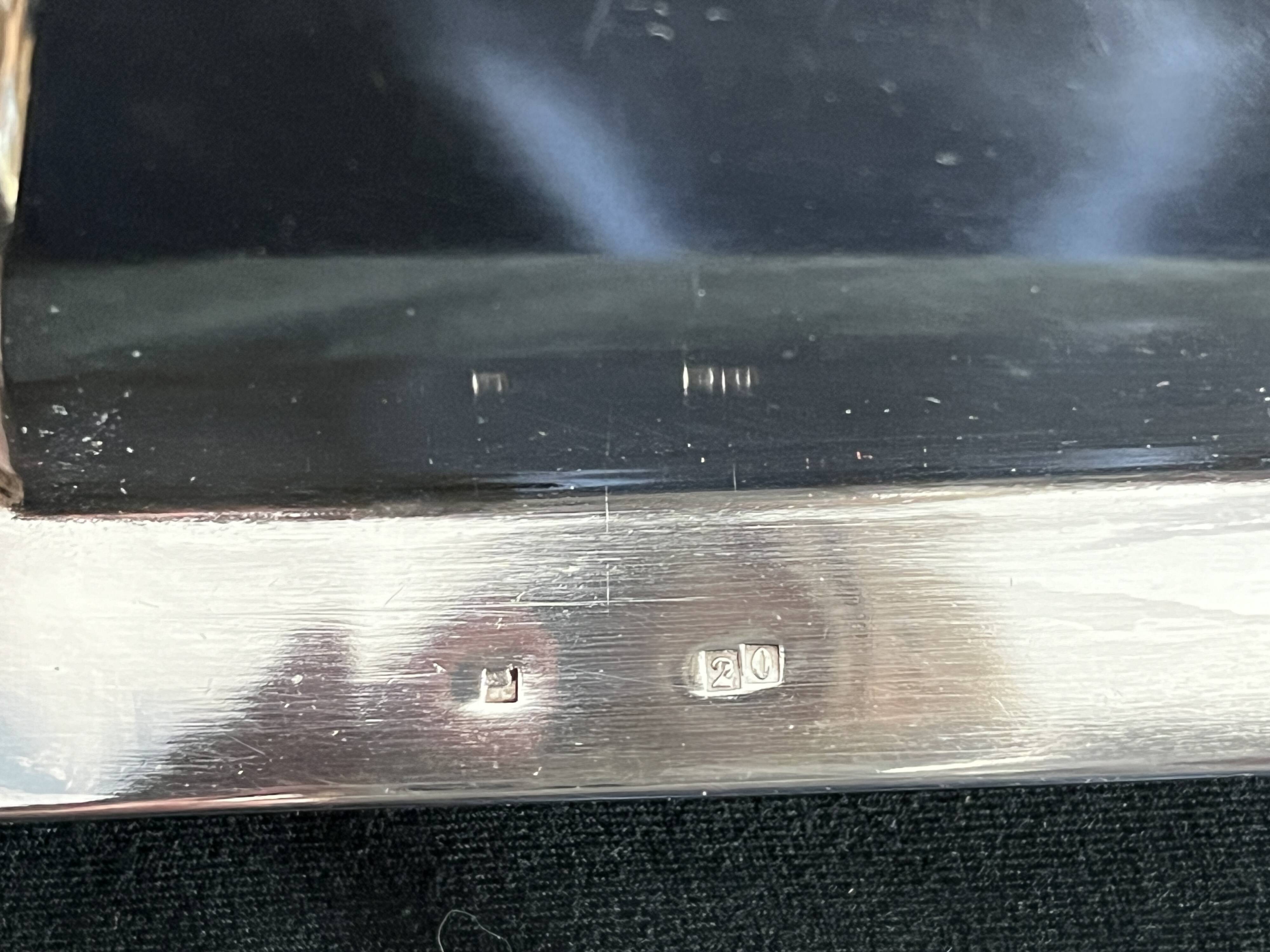 Art deco, Hexagonal cut silver metal socket wood 1930