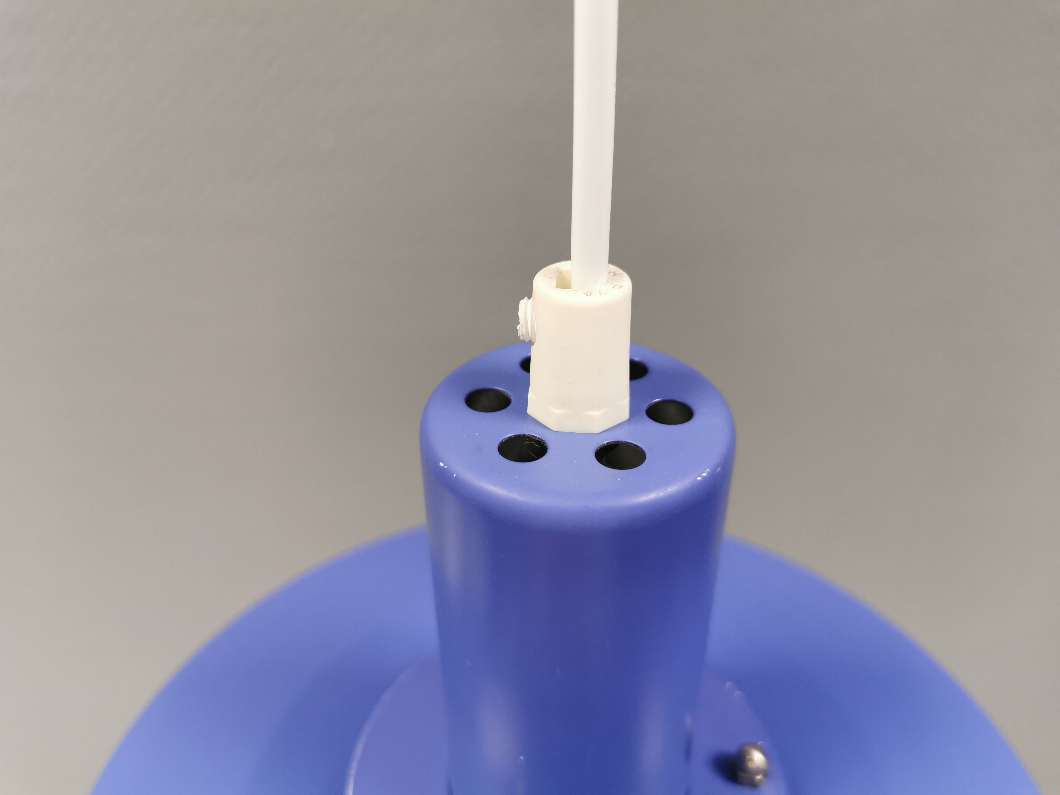 A blue minimalist hanging lamp from Lyfa Denmark 1980s.