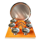 Set of 6 cups, tray and ice cream spoons guy degrenne "modern line"