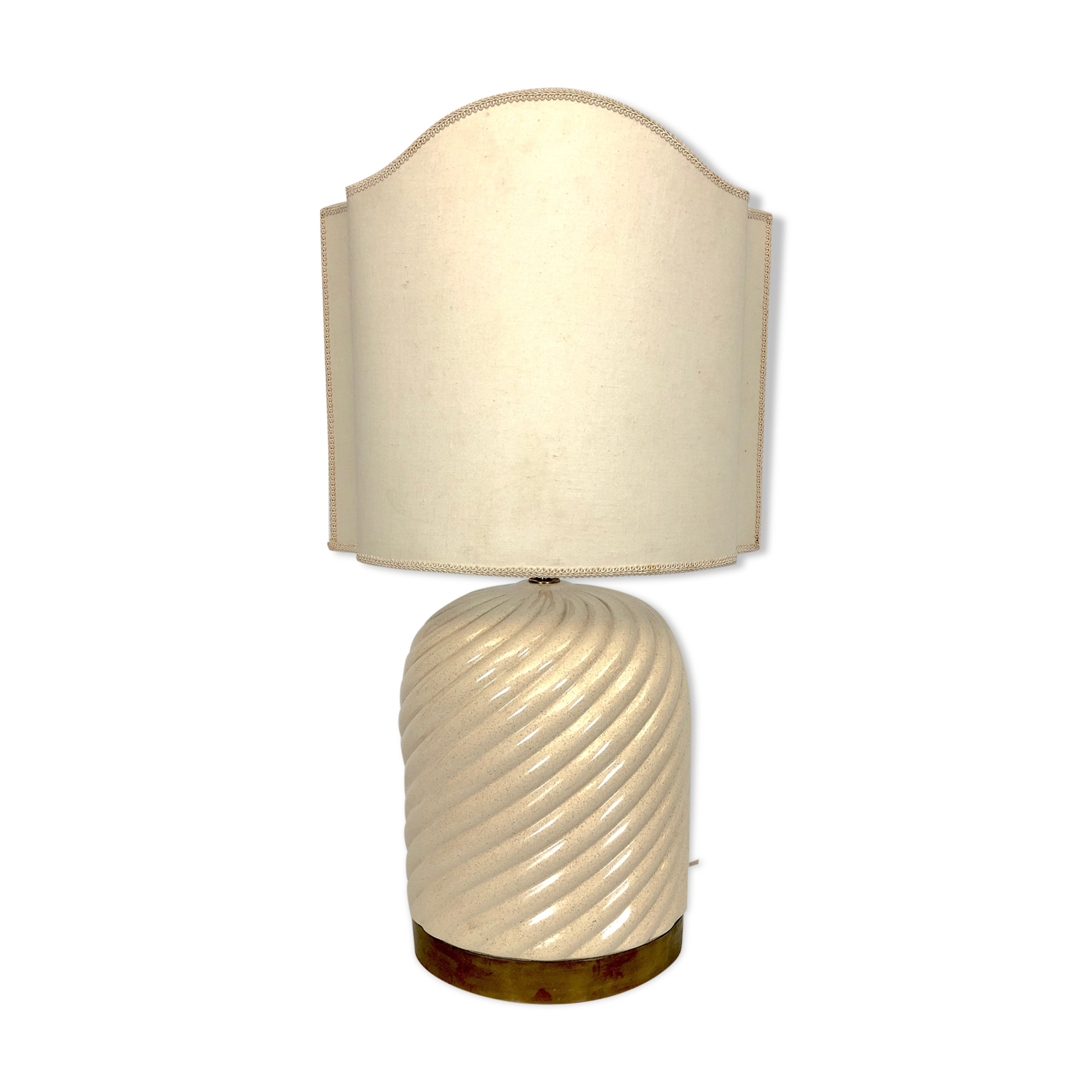 Ceramic and Brass Table Lamp by Tommaso Barbi, 1970s