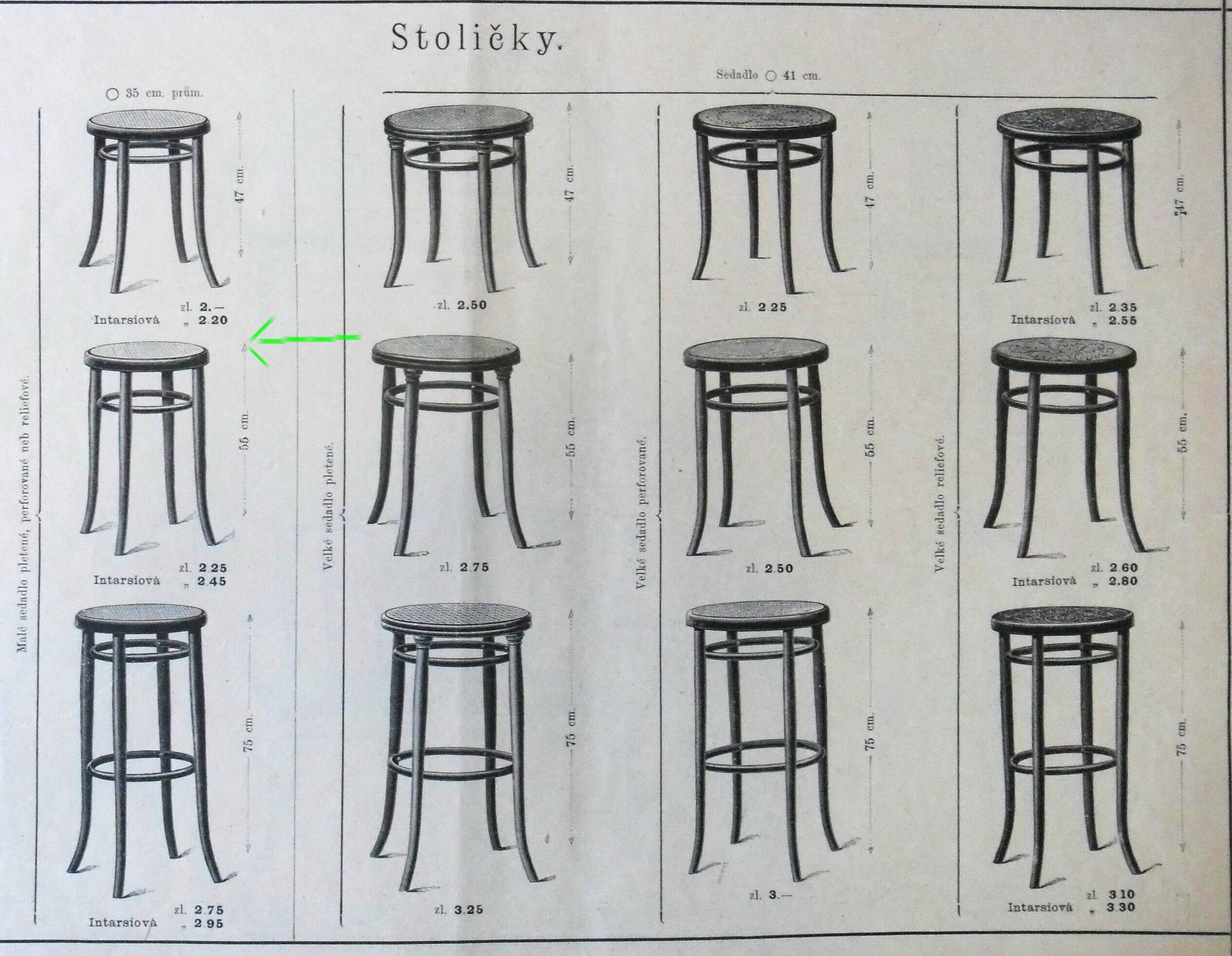 Cane 1900 piano Thonet stool