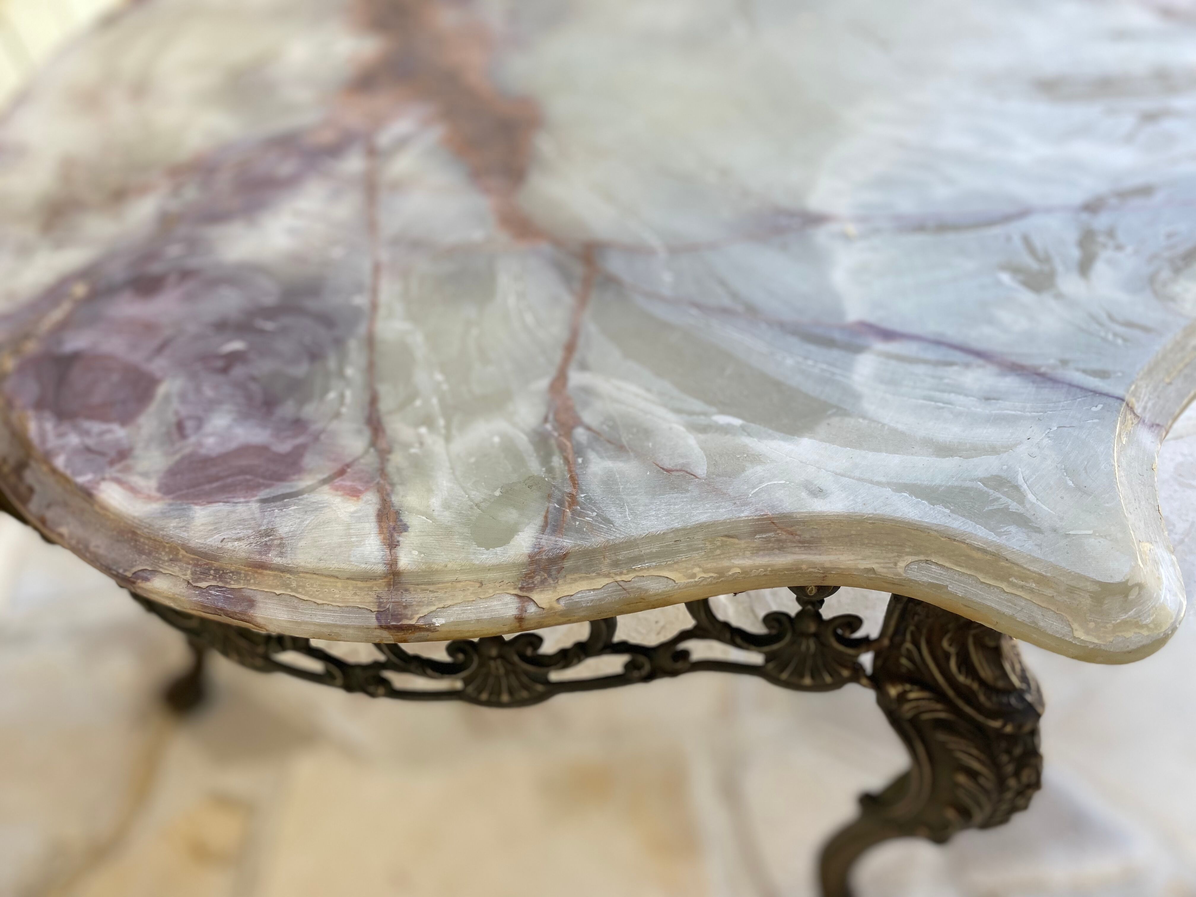 Brass and marble coffee table