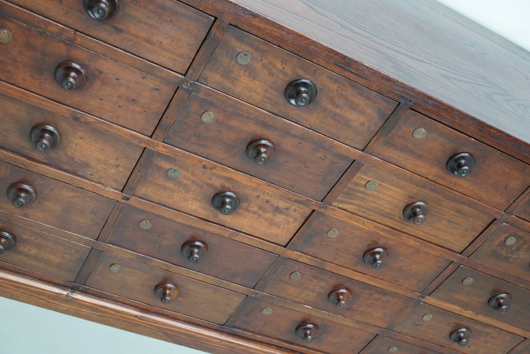 Very Large Antique Hardwood Apothecary Cabinet / Bank of Drawers, ca 1900