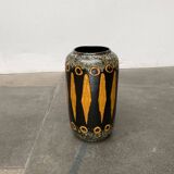 Brutalist sun vase in West German pottery WGP from the mid-century by Scheurich, 1960s.