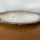 Antique Silver Serving Dish with Floral Art Nouveau Decoration Vintage