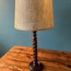 Pair of table lamps in turned wood, manual work