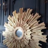 Monumental sun mirror in gilded oak 160 cm