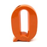 Space age orange Q letter shaped ceramic vase, Marcel Radureau France 1970