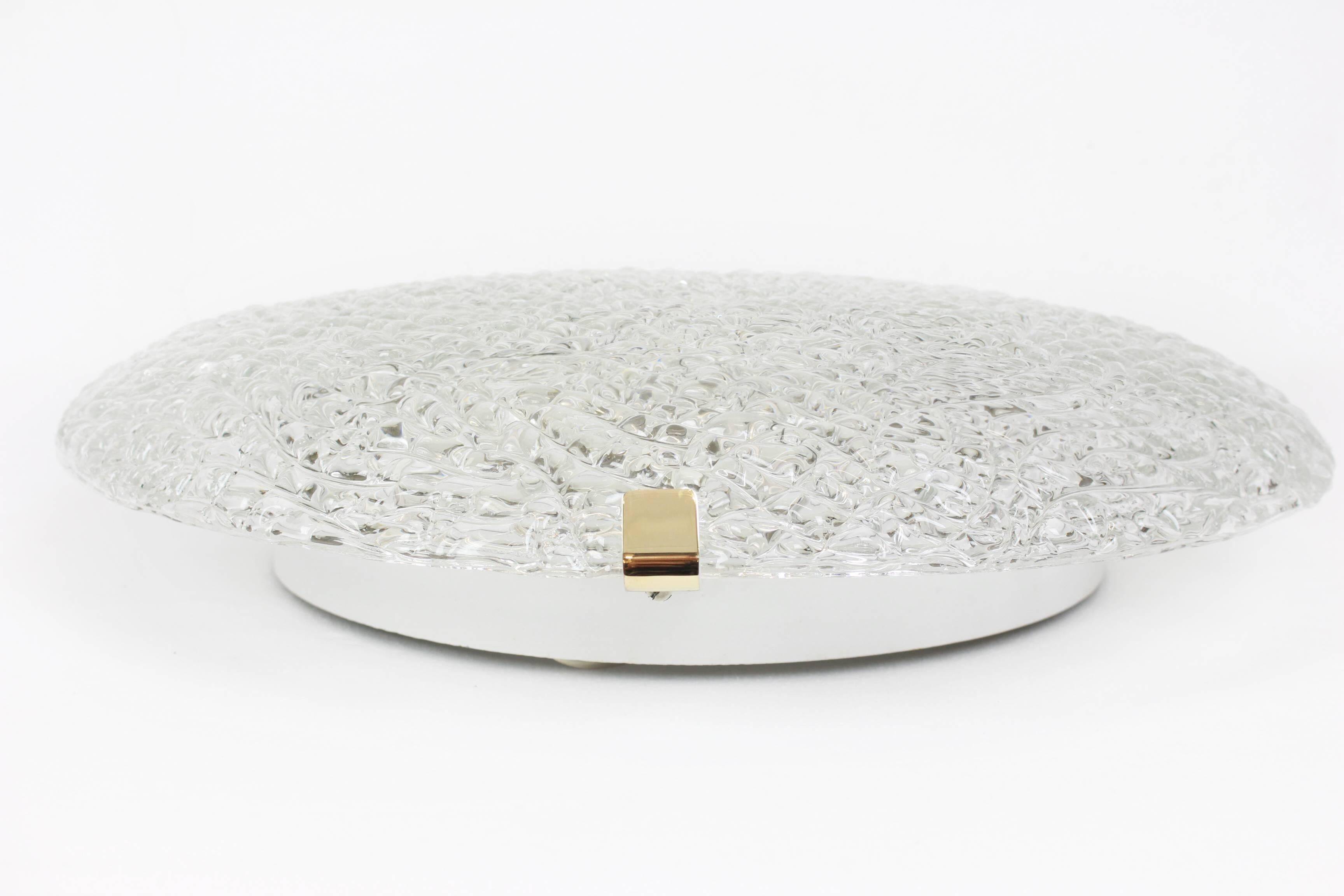 Large ice glass ceiling light by Kalmar, Austria, 1960s.