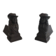 Pair of cast iron andirons in the likeness of a musketeer