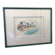 Watercolor painting nadine martinique st anne + wood frame #a224