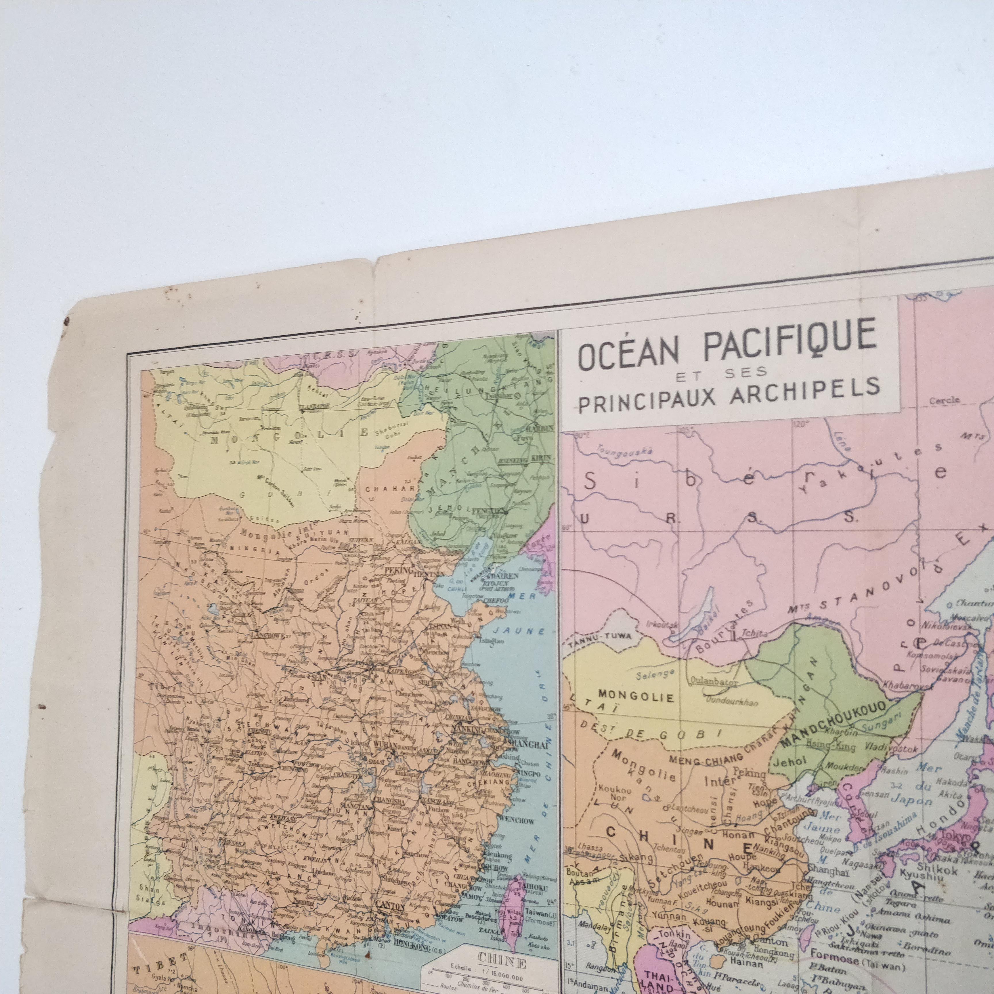 Ancient Pacific Ocean map and its archipelagos Edition Girard 99 by 65cm