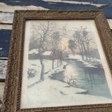 Old wooden frame of a watercolor