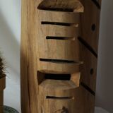 Vintage Openwork Brutalist Wooden Lamp