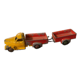 Dinky Toys dump truck and red trailer