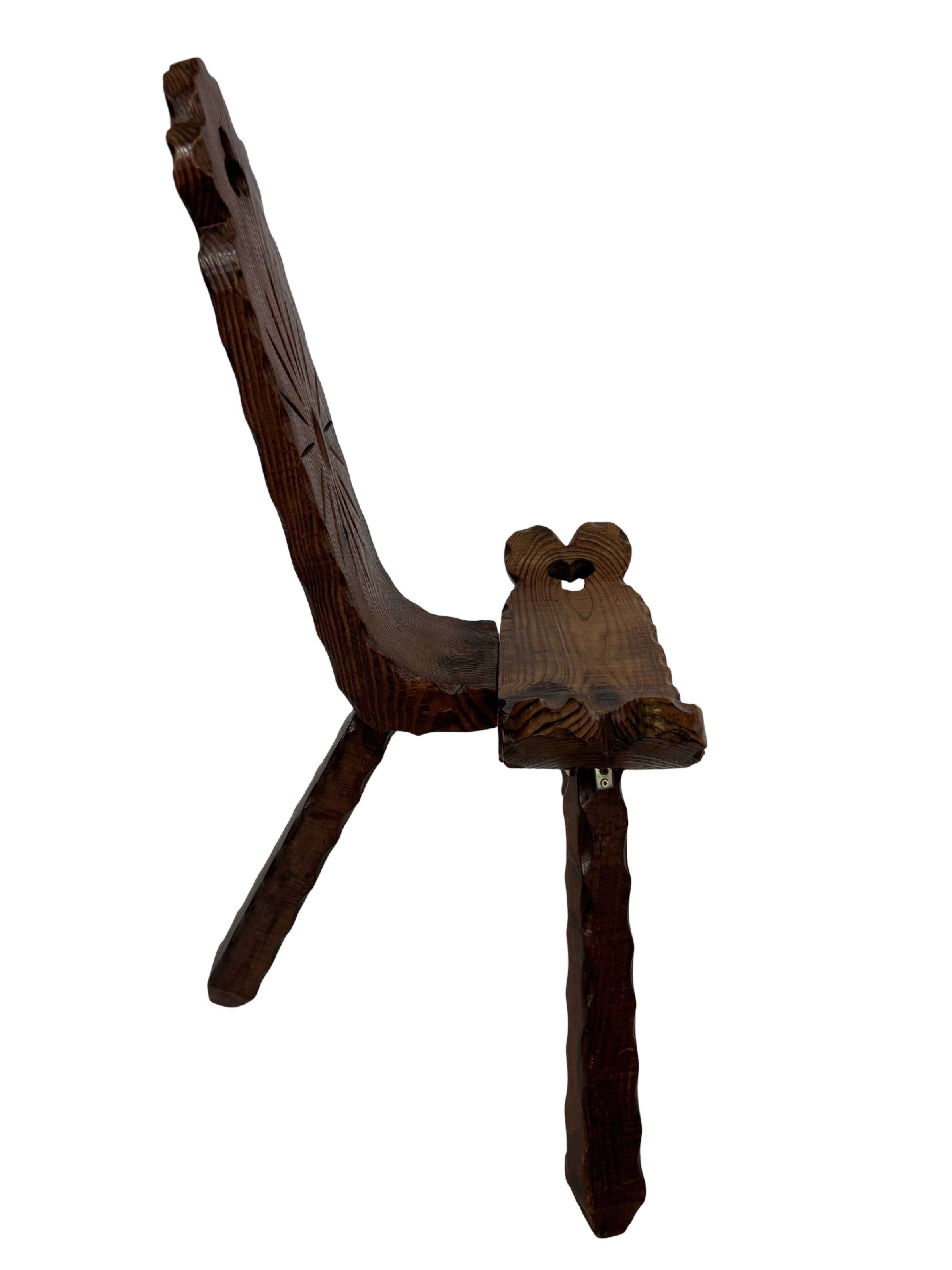 Vintage Spanish chair stool brutalist design