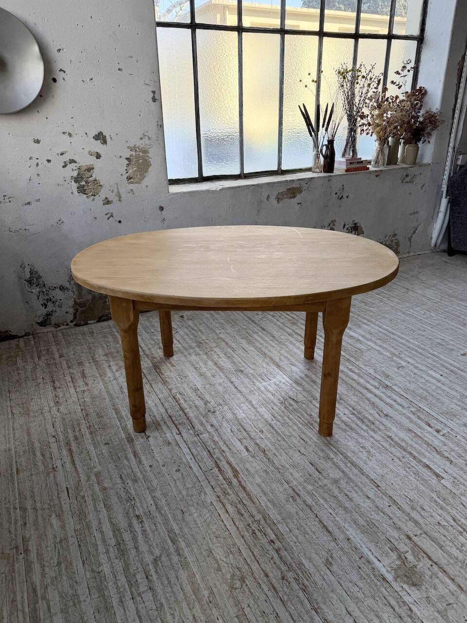 Oval farmhouse table oak 1960