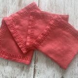 Lot de 4 serviettes à apéro anciennes - 28x28 cm - Métis