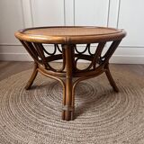 Vintage Rattan Tripod Coffee Table