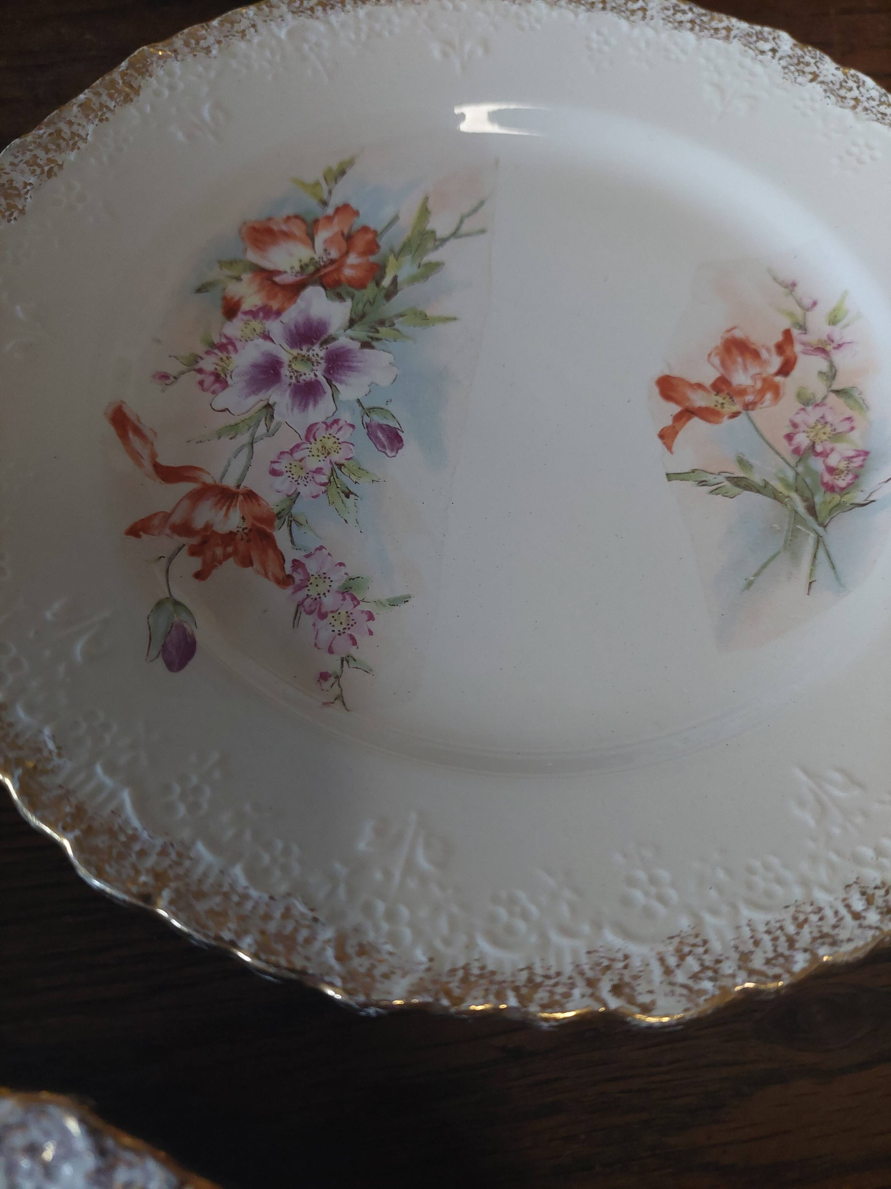 Dessert plates, set of five, Creil Montereau iron earth