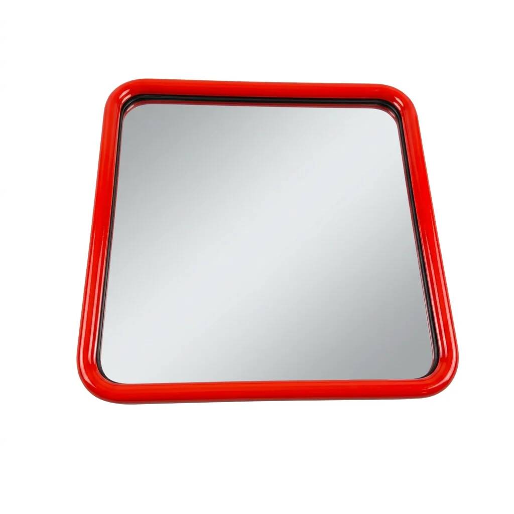 Vintage square mirror in red lacquered metal 60x60.
