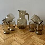 Vintage lemonade service in smoked glass - vemam - made in italy