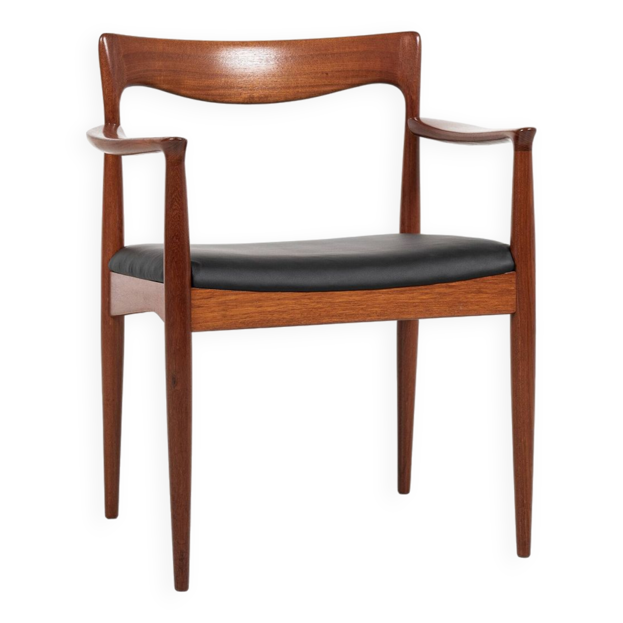 Midcentury Danish chair with armrests in teak and new skai by Arne Vodder for Vamo 1960s