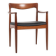 Chaise danoise vintage avec accoudoirs en teck et skaï neuf par Arne Vodder pour Vamo 1960