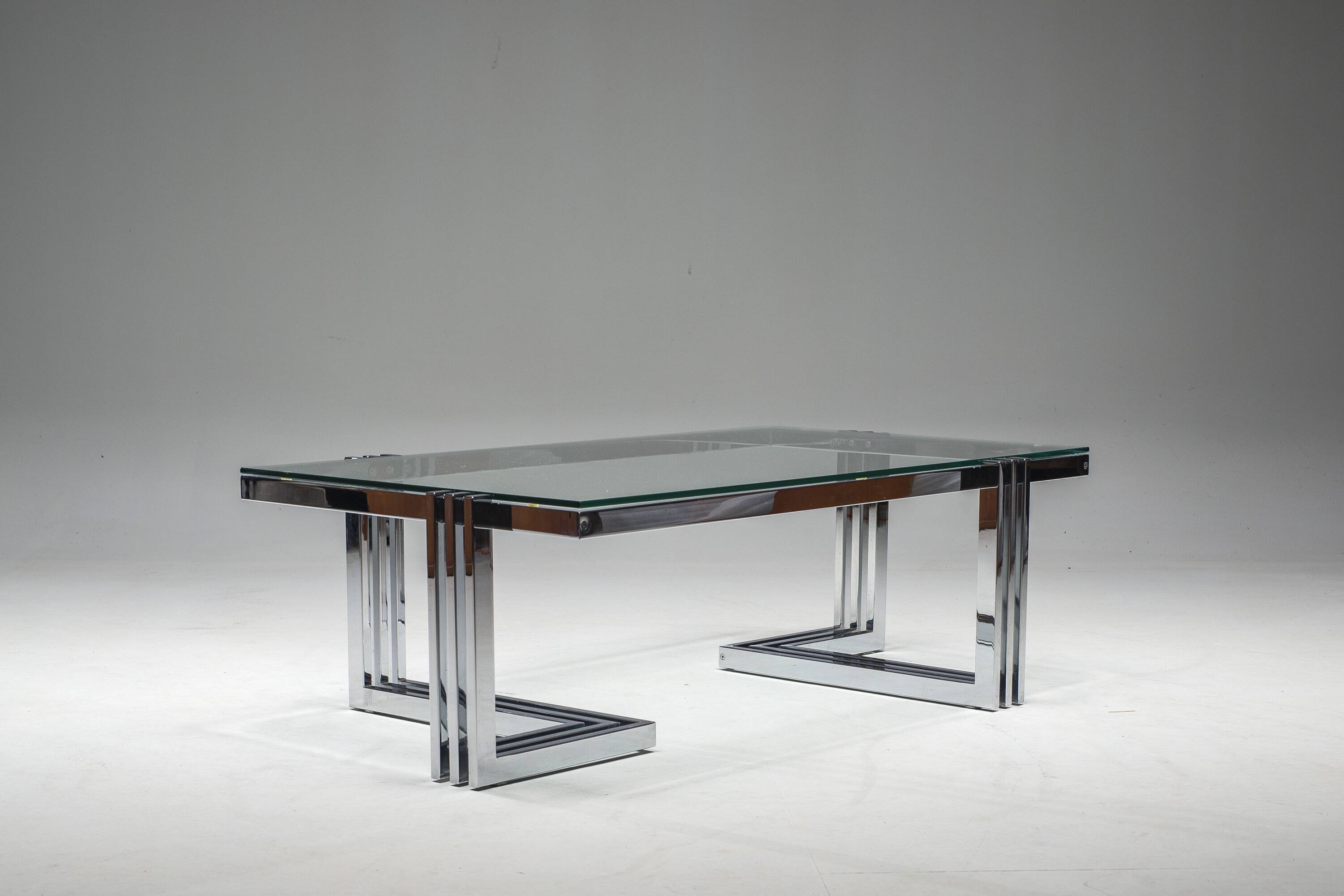 Vintage Coffee Table in Chrome and Glass, 1960s