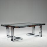 Vintage Coffee Table in Chrome and Glass, 1960s