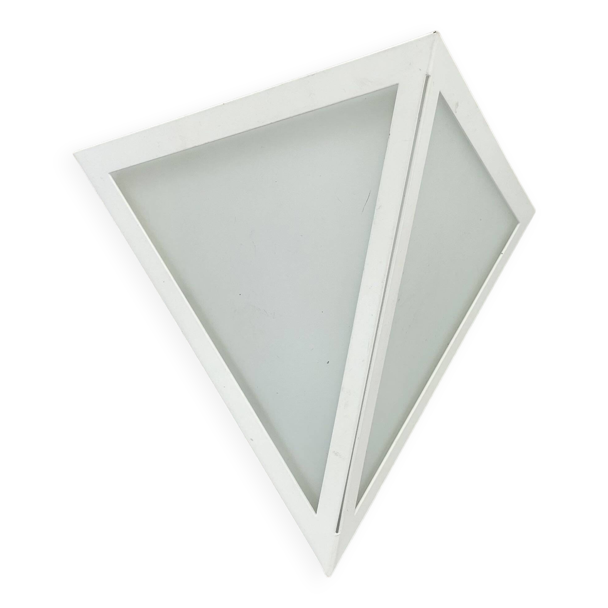 Original cubic satin white glass wall light by glashütte limburg, germany 1980s