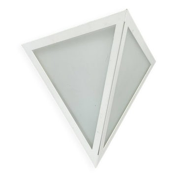 Applique murale originale en verre blanc satiné cubic de glashütte limburg, allemagne, années 1980