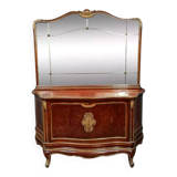 Japanese-style curved door chest of drawers in mahogany and gilded wood sold with its psyche mirror