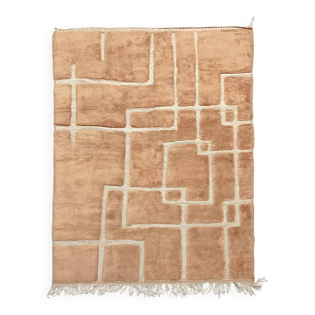 Tapis berbère marocain beni Ouarain M'rirt terracotta 2,87x2,13m | Selency