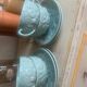 Set of 4 soup / consommé cups and saucers in ceramic.