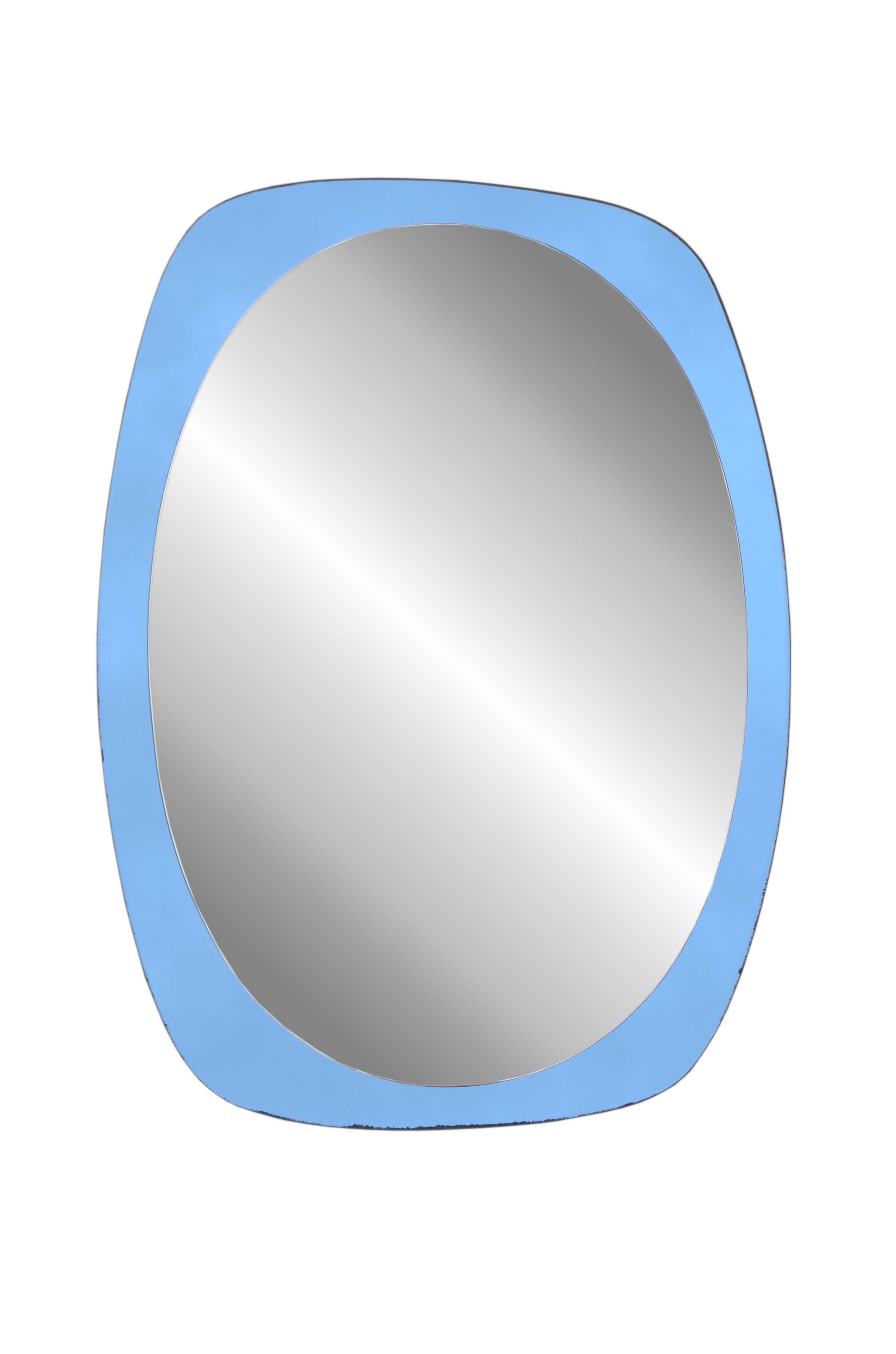 Blue mirror attributed to Fontana Arte, 1970