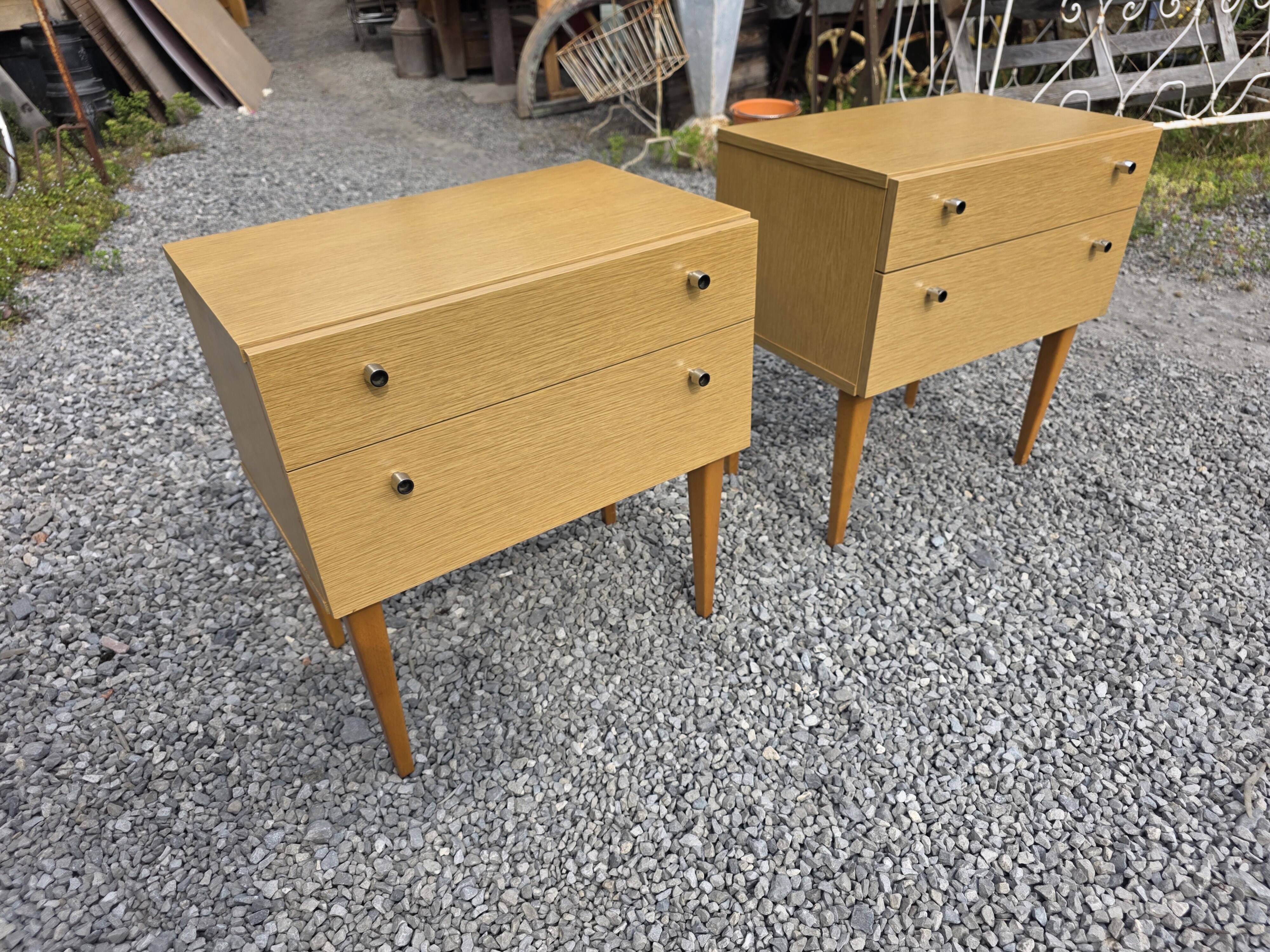 Pair of Scandinavian oak bedside tables from the 1960s.