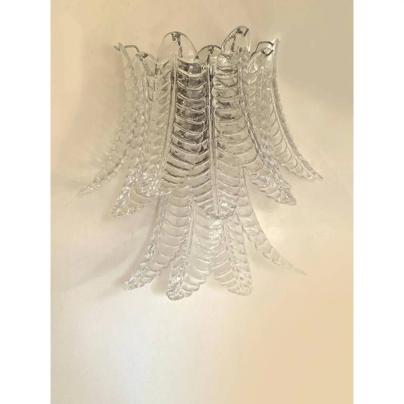 Transparent “Felci” Murano Glass Sconces – A Pair