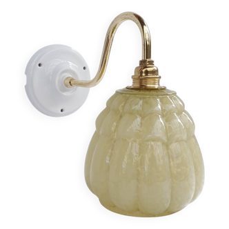 Blown glass swan neck wall lamp
