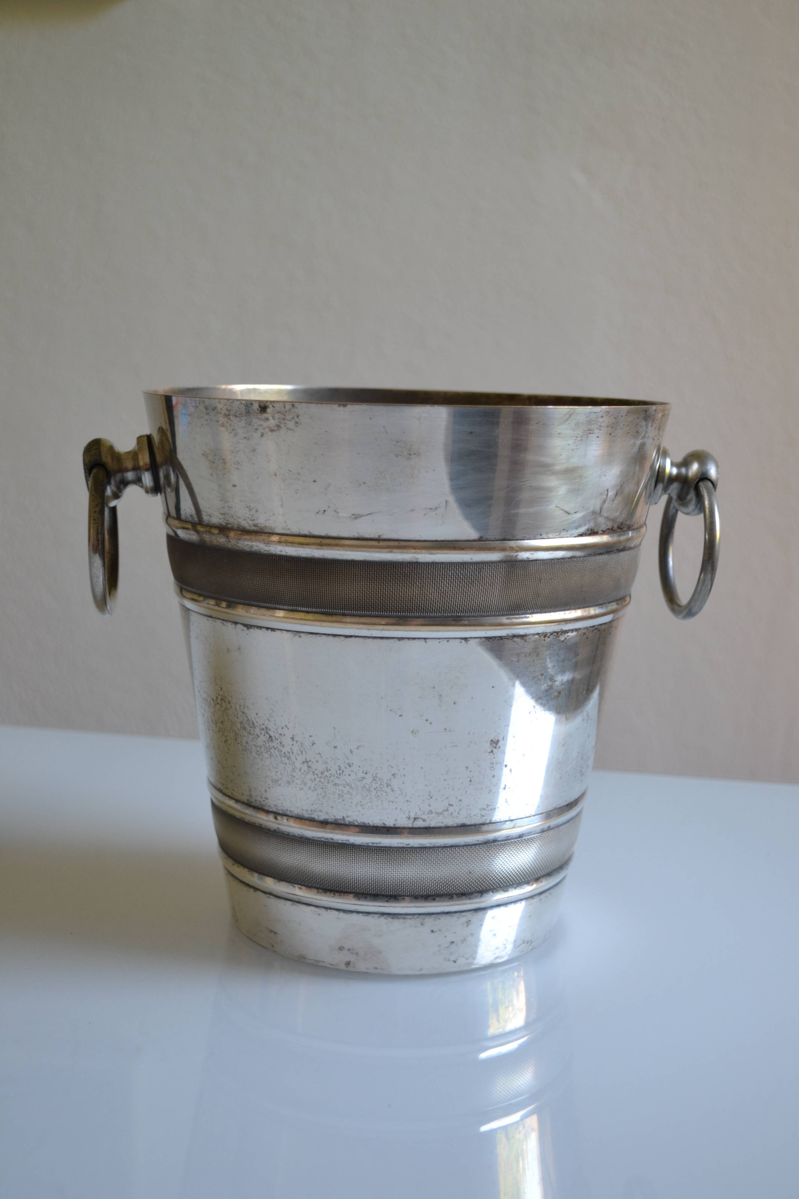 Silver-plated ice or champagne bucket with goldsmith's hallmark