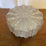 Antique Wall Lamp Ceiling Light Molded Glass + Vintage Black Metal Bracket