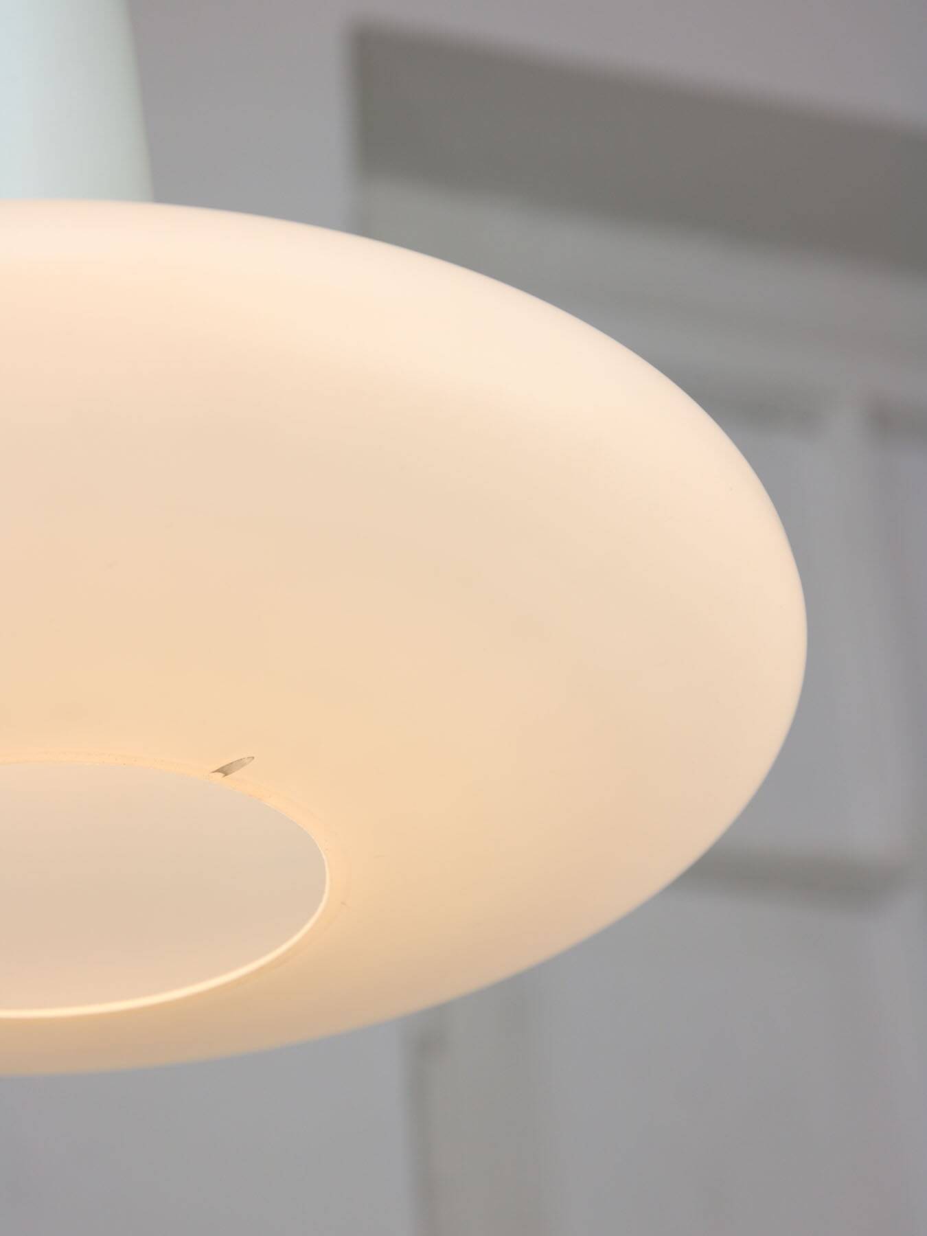 Mid-century italian brass and opaline hat pendant lamp