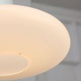Mid-century italian brass and opaline hat pendant lamp