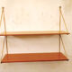 Modular shelves, laminated wood, gilded metal, 1960