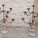2 old 9-branch candlesticks