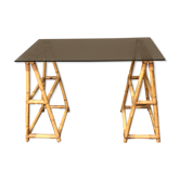 Vintage rattan trestle desk year 50/60