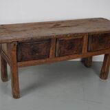 Table d'Appoint / Console Antique de Ferme Rustique Espagnole en Châtaignier, 18ème Siècle