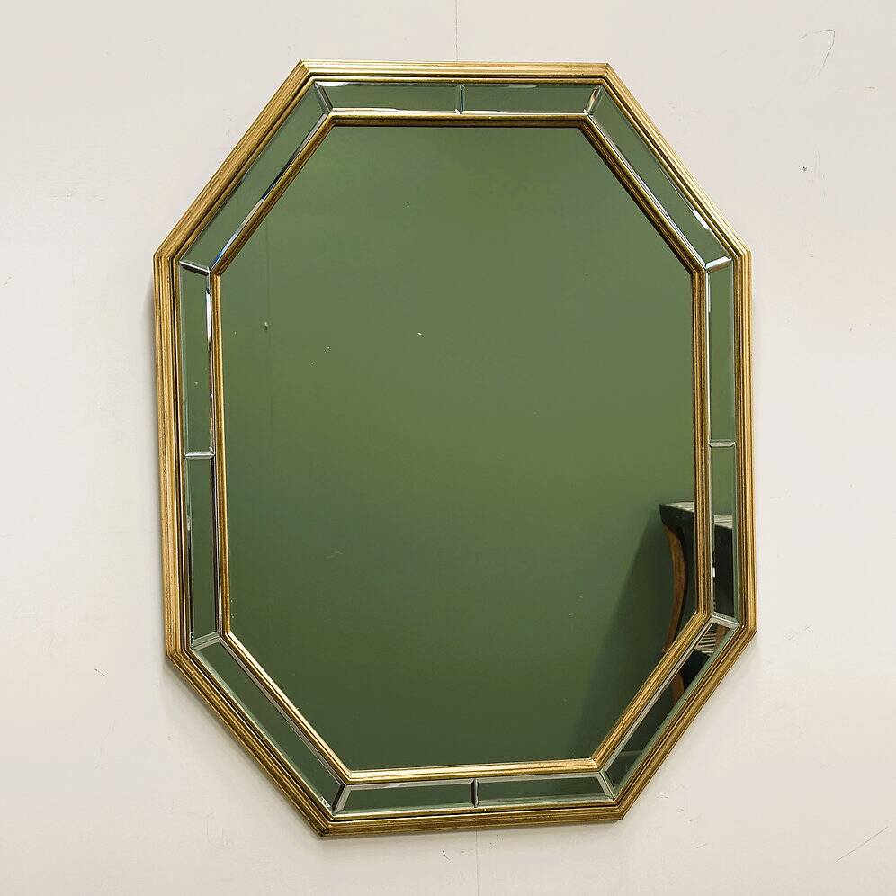 Large octagonal bevelled mirror by De Knudt, Belgium, 1980s