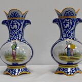 Paire de vases en faïence de quimper - fin xixe