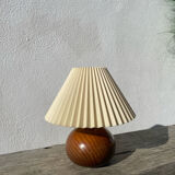 Pleated wooden ball lamp